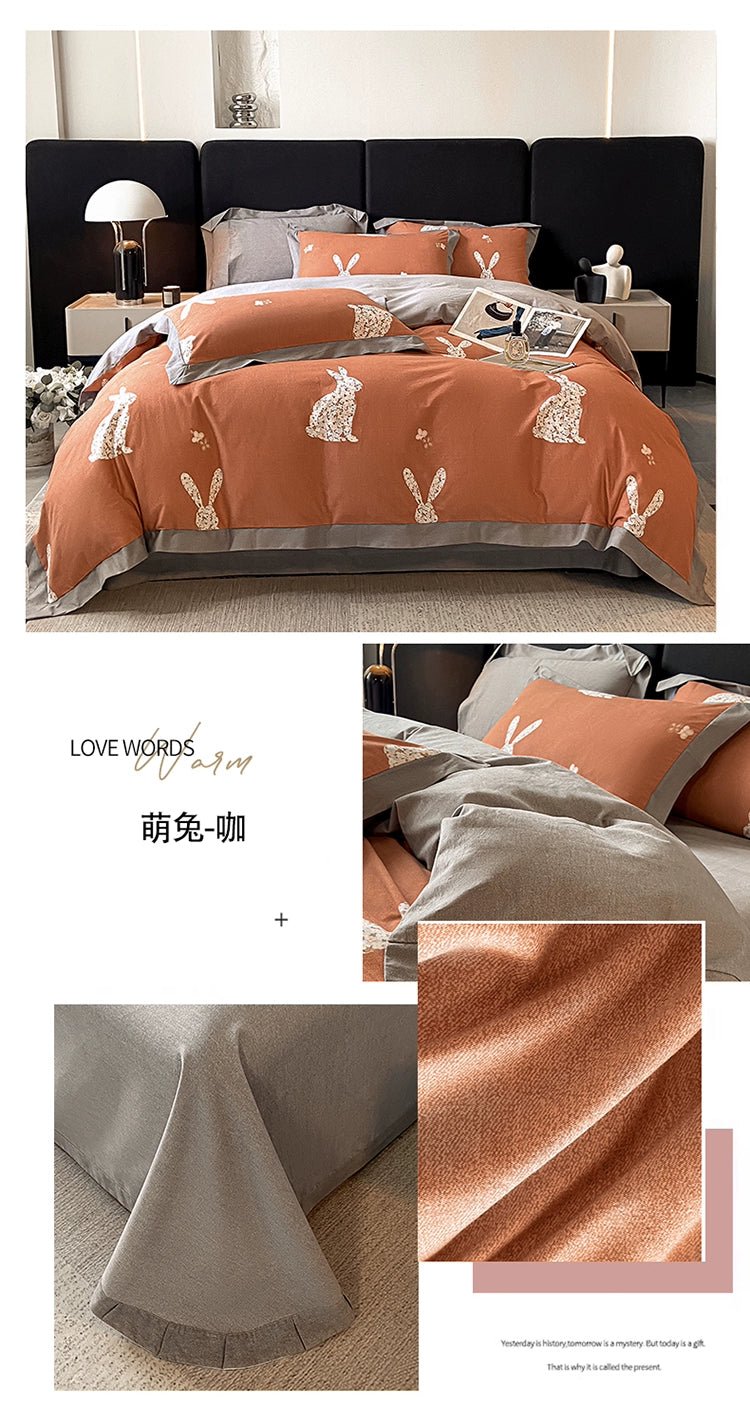 Classy Class a 200 PCs Pure Cotton Long - Staple Cotton Printed Four - Piece Bedding Set Autumn and Winter Thickening Cotton Quilt Cover Bed Sheets Bedding - Julia M LifeStyles