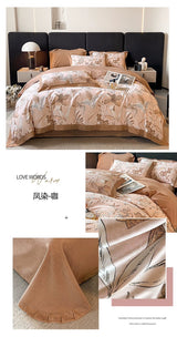 Classy Class a 200 PCs Pure Cotton Long - Staple Cotton Printed Four - Piece Bedding Set Autumn and Winter Thickening Cotton Quilt Cover Bed Sheets Bedding - Julia M LifeStyles