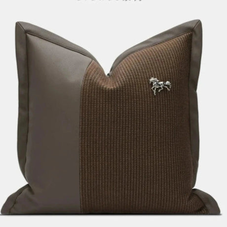 Classy Modern Italian Luxury Couch Pillow with Brown Stitching - Julia M LifeStyles