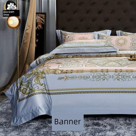 Classy Palace Style Luxury 100 Long - Staple Cotton Four - Piece Cotton Satin High - Density Quilt Cover 1.8 Bedding - Julia M LifeStyles