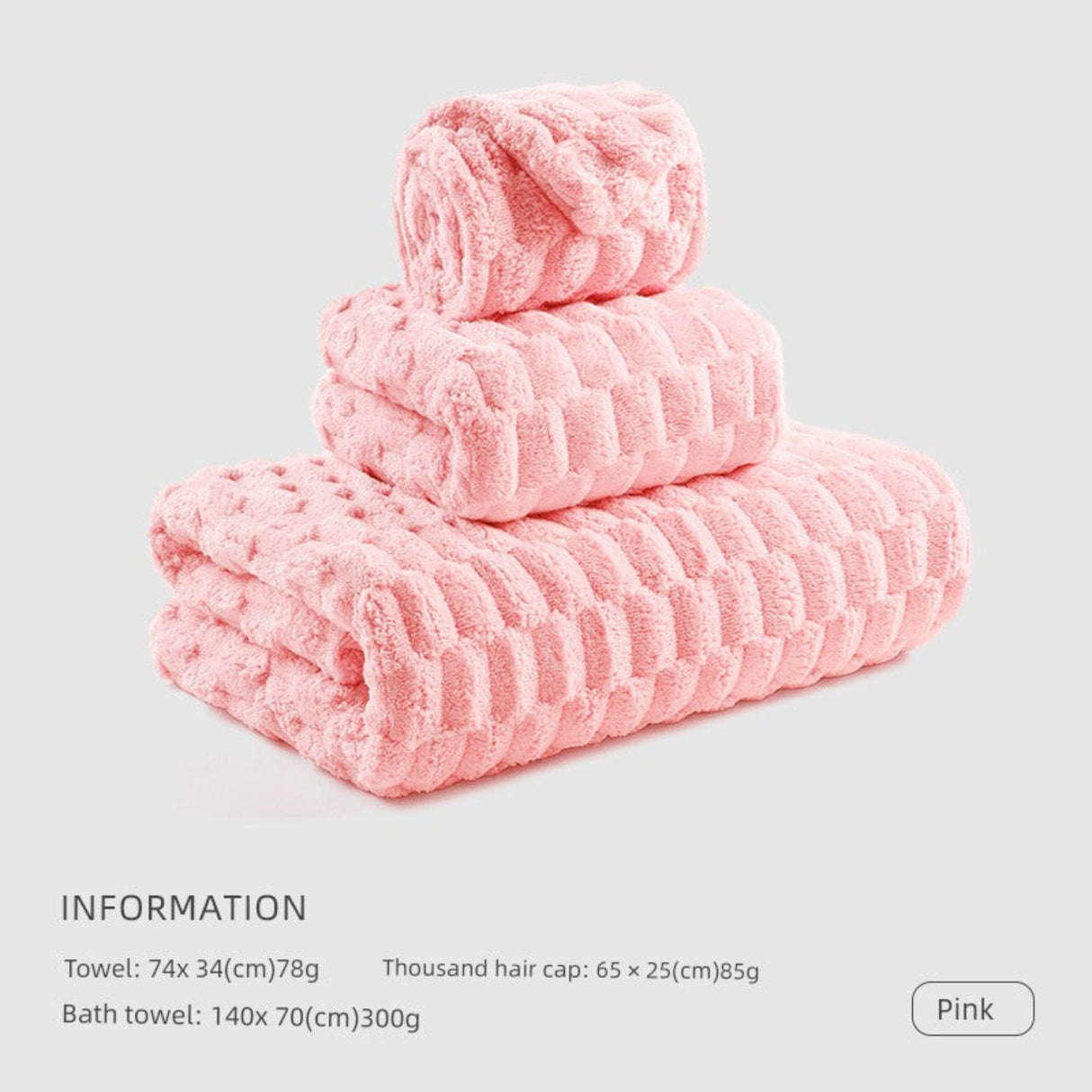 Cotton Towel Set with Hair - Drying Cap - Julia M LifeStyles