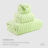 Cotton Towel Set with Hair - Drying Cap - Julia M LifeStyles