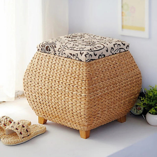 Countryside Chic Rattan Wooden Storage Bench - Julia M LifeStyles