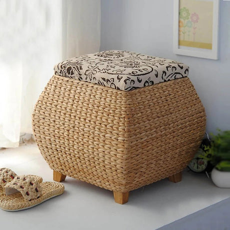 Countryside Chic Rattan Wooden Storage Bench - Julia M LifeStyles