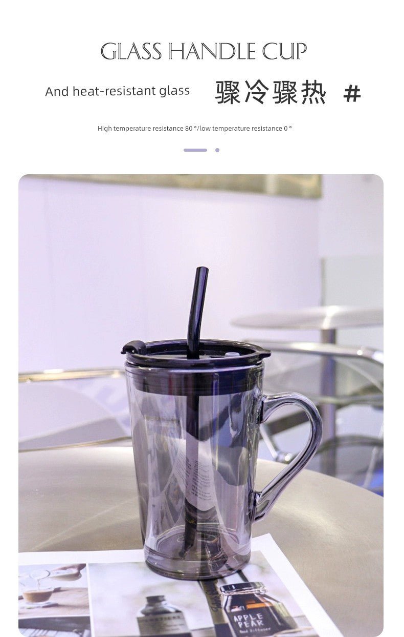 Couple Ins Style Glass Mug Household Straws - Julia M LifeStyles