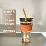 Couple Ins Style Glass Mug Household Straws - Julia M LifeStyles