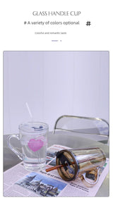 Couple Ins Style Glass Mug Household Straws - Julia M LifeStyles