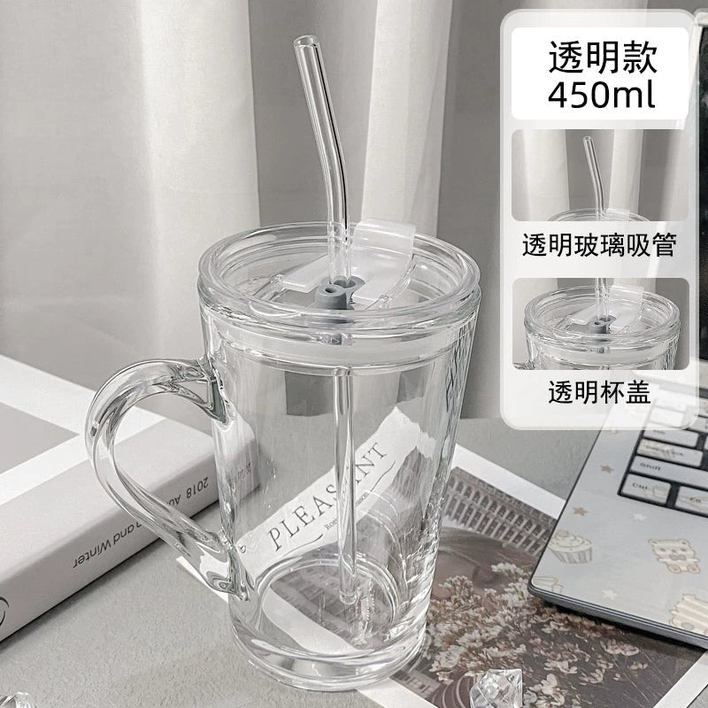 Couple Ins Style Glass Mug Household Straws - Julia M LifeStyles