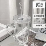 Couple Ins Style Glass Mug Household Straws - Julia M LifeStyles