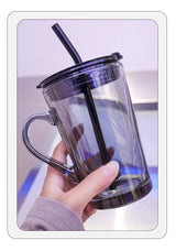 Couple Ins Style Glass Mug Household Straws - Julia M LifeStyles