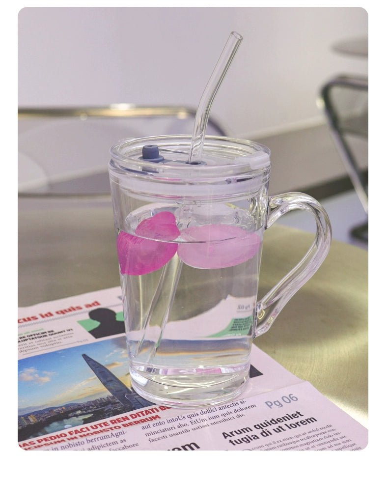 Couple Ins Style Glass Mug Household Straws - Julia M LifeStyles