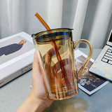 Couple Ins Style Glass Mug Household Straws - Julia M LifeStyles