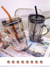 Couple Ins Style Glass Mug Household Straws - Julia M LifeStyles