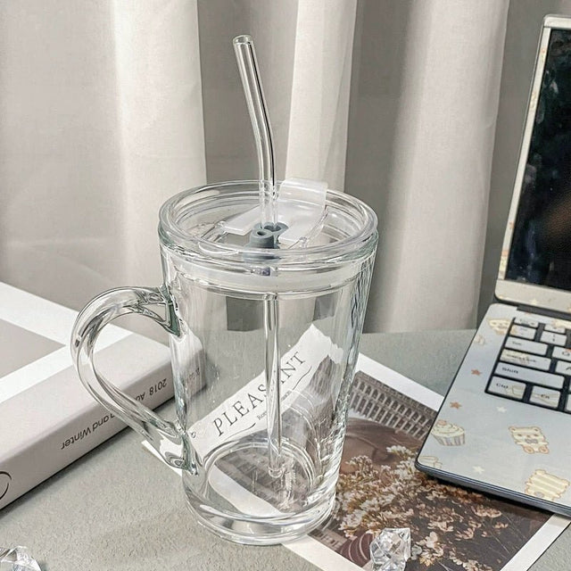 Couple Ins Style Glass Mug Household Straws - Julia M LifeStyles