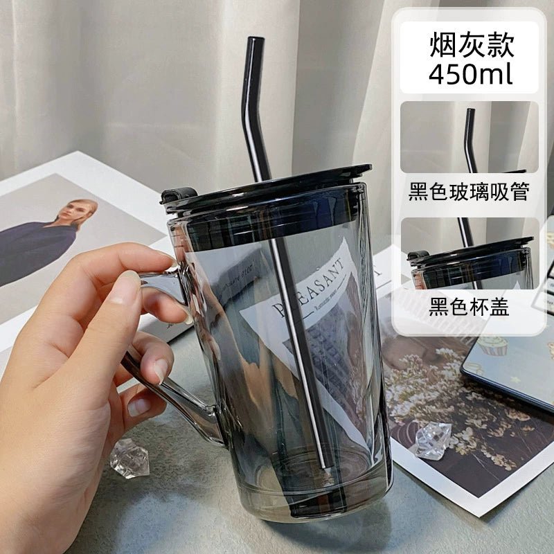 Couple Ins Style Glass Mug Household Straws - Julia M LifeStyles