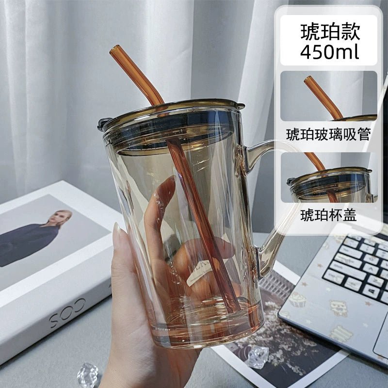 Couple Ins Style Glass Mug Household Straws - Julia M LifeStyles