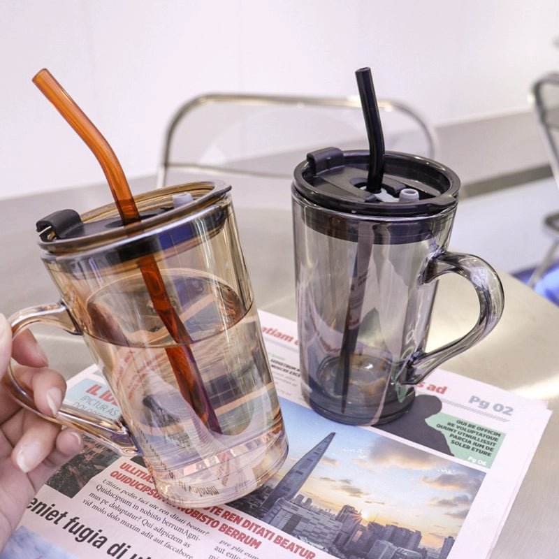 Couple Ins Style Glass Mug Household Straws - Julia M LifeStyles