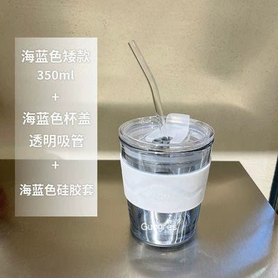 Couple Ins Style Glass Mug Household Straws - Julia M LifeStyles