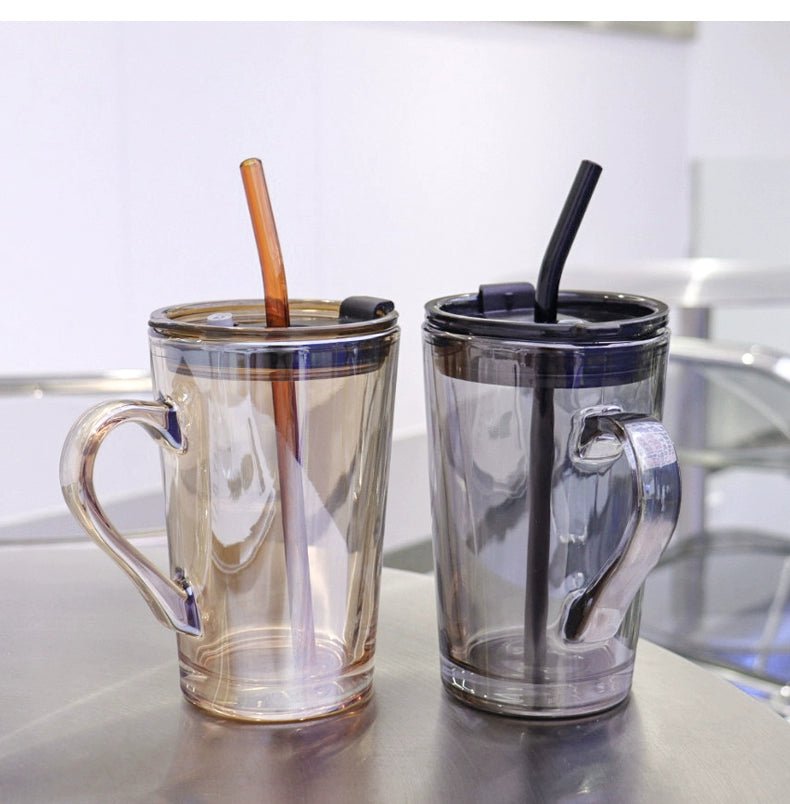 Couple Ins Style Glass Mug Household Straws - Julia M LifeStyles