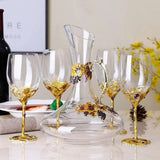 Creative Enamel Color Crystal Red Wine Glass Decanter Set drinkware set Julia M Home & Kitchen   