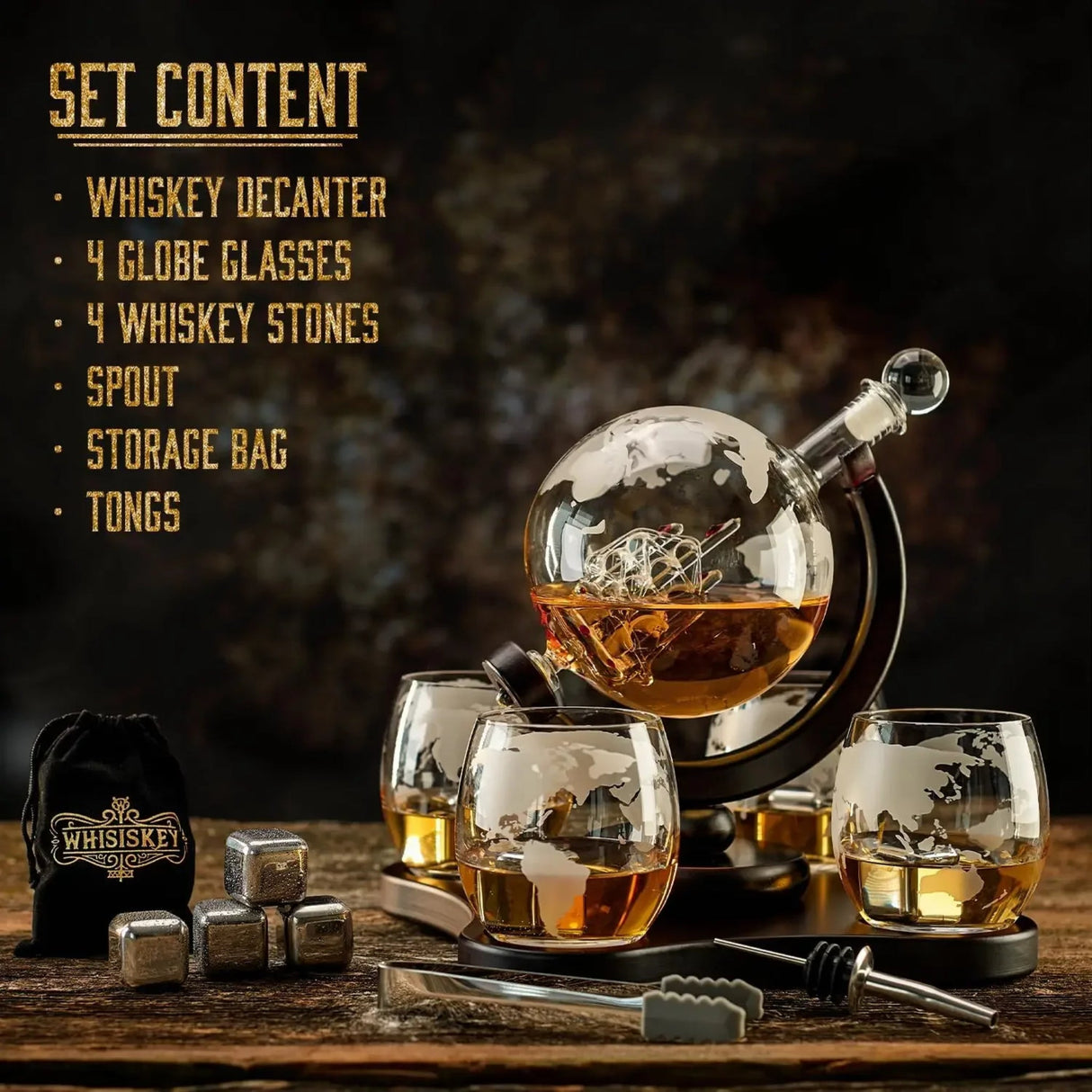 "Creative Glass Decanter Set: Whiskey & Wine Globe Ornaments" - Julia M LifeStyles