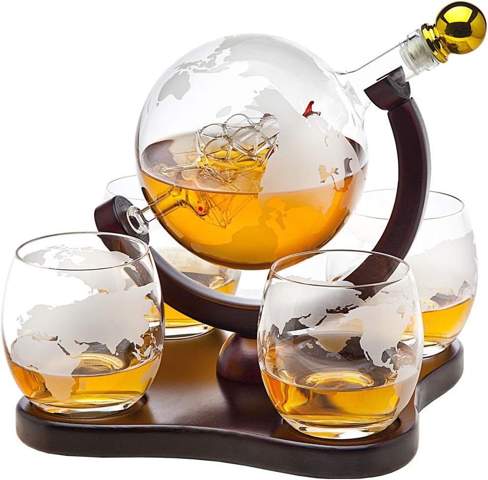 "Creative Glass Decanter Set: Whiskey & Wine Globe Ornaments" - Julia M LifeStyles