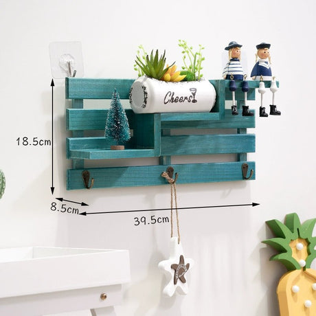 Creative Solid Wood Wall - Mounted Punching - Free Shelf Store Door Back Entrance Wall - Mounted Decorations Hallway Key Hook - Julia M LifeStyles