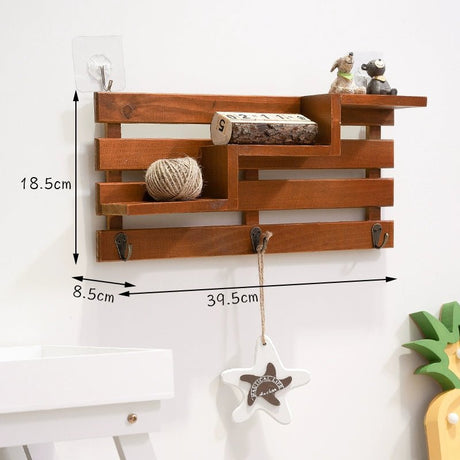 Creative Solid Wood Wall - Mounted Punching - Free Shelf Store Door Back Entrance Wall - Mounted Decorations Hallway Key Hook - Julia M LifeStyles