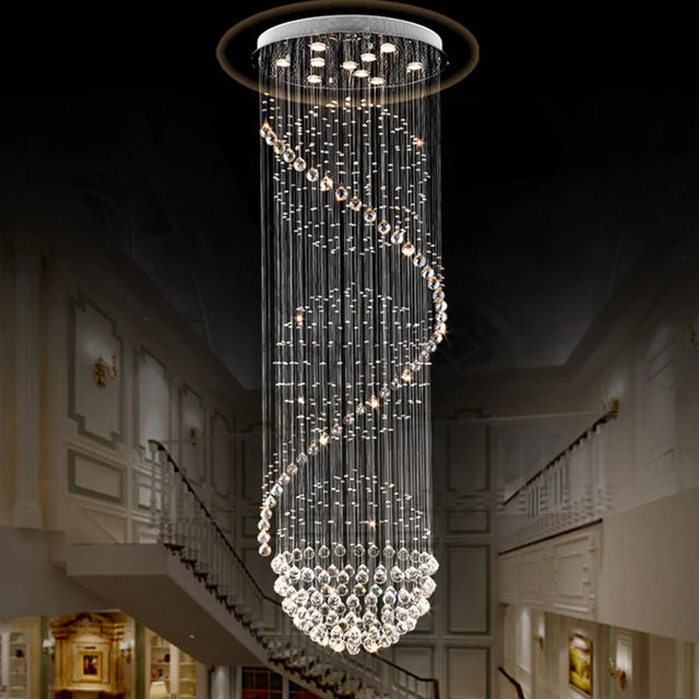 Crystal Chandelier Modern Spectacular LED Spiral Ball Raindrop K9 Ceiling Light Fixture Living Room Hotel Corridor Foyer - Julia M LifeStyles