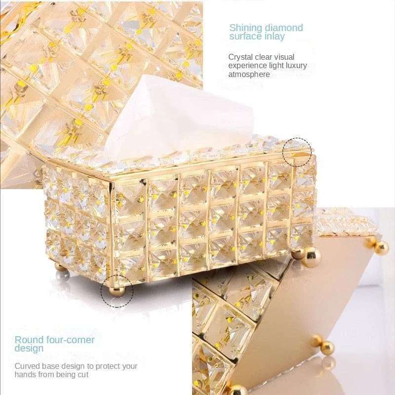 Crystal Facial Tissue Box Holder Crystal Cube Napkin Dispenser - Julia M LifeStyles