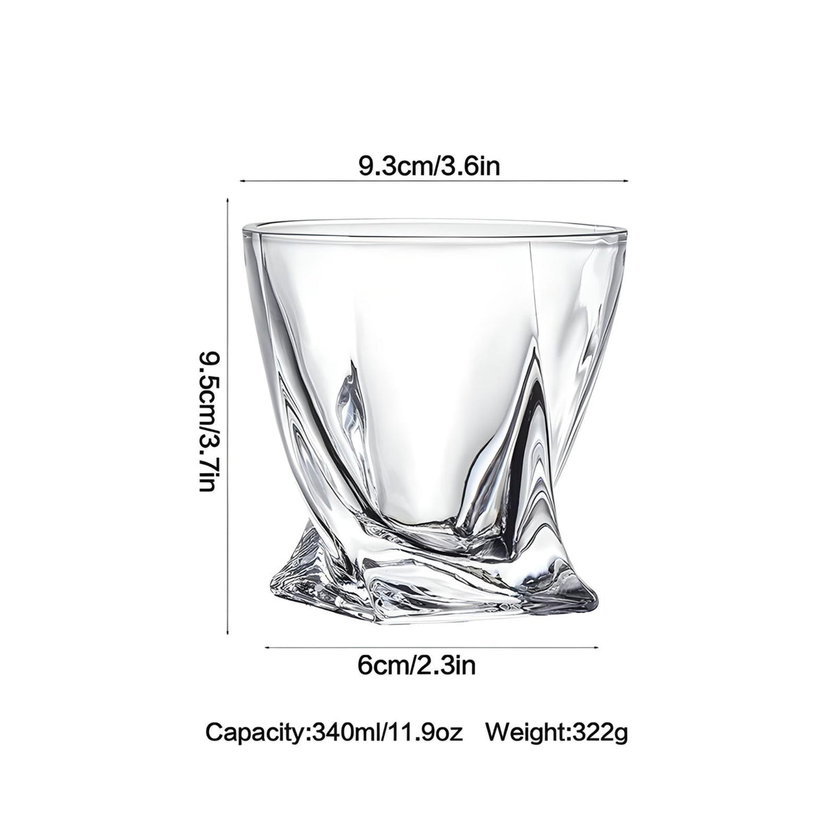 Crystal Glass Creative Twist Whiskey Cocktail Beer Mug 340ml - Julia M LifeStyles