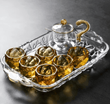 Crystal Glass Gold Foil Kung Fu Tea Set for 7-9 People - Julia M LifeStyles