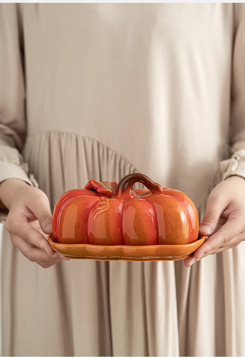 Cute and Novel Pumpkin with Lid Ceramic Dining Plate Snack Plate Kitchen Utensils Restaurant Utensils New Year's Festival Gifts - Julia M LifeStyles