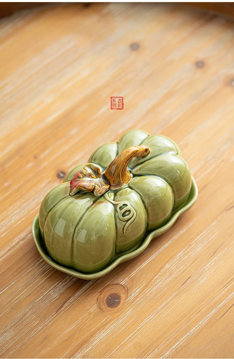 Cute and Novel Pumpkin with Lid Ceramic Dining Plate Snack Plate Kitchen Utensils Restaurant Utensils New Year's Festival Gifts - Julia M LifeStyles