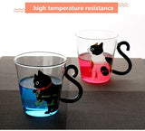 Cute Black Cat Glass Coffee Mug Set - Kawaii Japanese Style - Julia M LifeStyles