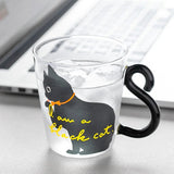 Cute Black Cat Glass Coffee Mug Set - Kawaii Japanese Style - Julia M LifeStyles