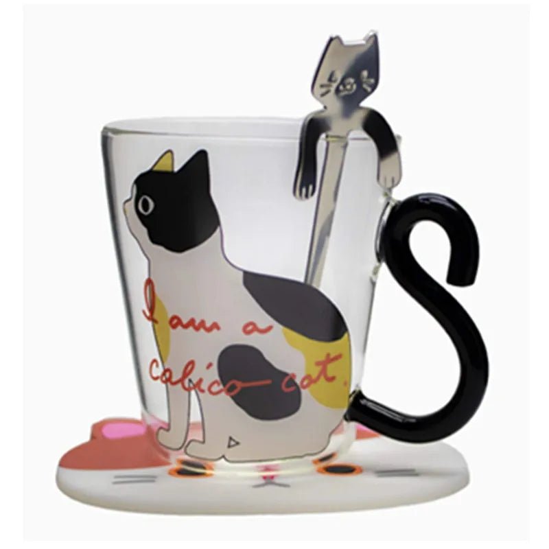 Cute Black Cat Glass Coffee Mug Set - Kawaii Japanese Style - Julia M LifeStyles