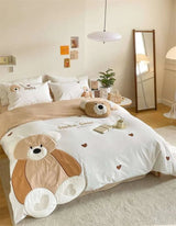 Cute Cartoon Bear Applique Washed Cotton Child Bedding Set - Julia M LifeStyles