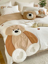 Cute Cartoon Bear Applique Washed Cotton Child Bedding Set - Julia M LifeStyles