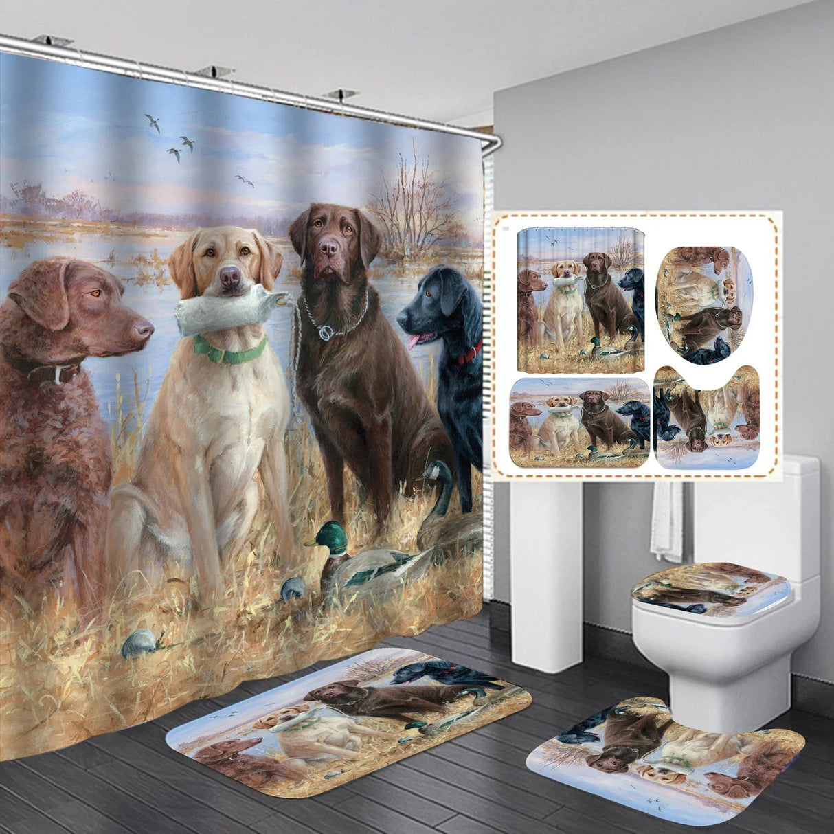 Labrador Love Waterproof Shower Curtain Set - Julia M LifeStyles