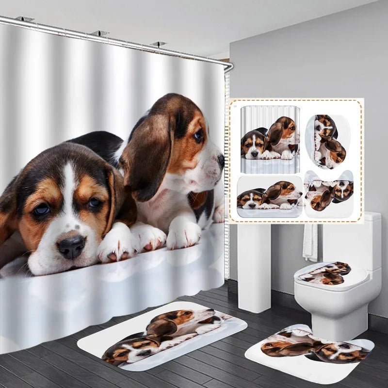 Cute Dog Digital Print Labrador Shower Curtain Waterproof Bathroom Curtain Set with Hooks Home Decor Bathroom Curtains - Julia M LifeStyles