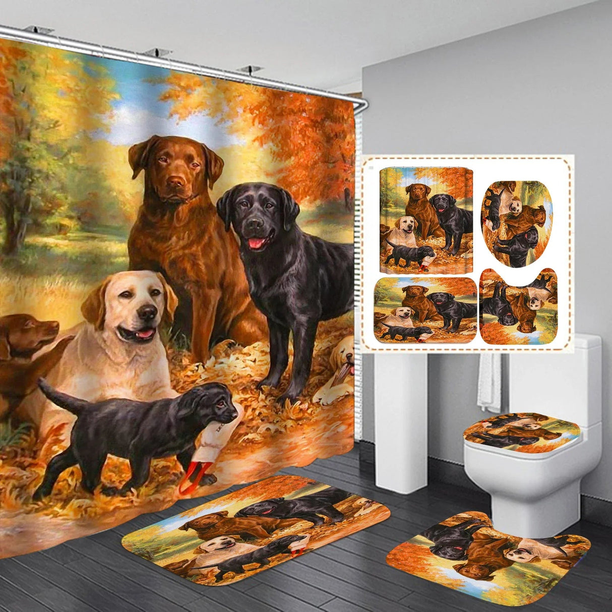 Labrador Love Waterproof Shower Curtain Set - Julia M LifeStyles