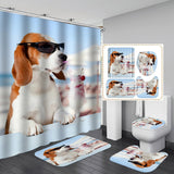 Cute Dog Digital Print Labrador Shower Curtain Waterproof Bathroom Curtain Set with Hooks Home Decor Bathroom Curtains - Julia M LifeStyles