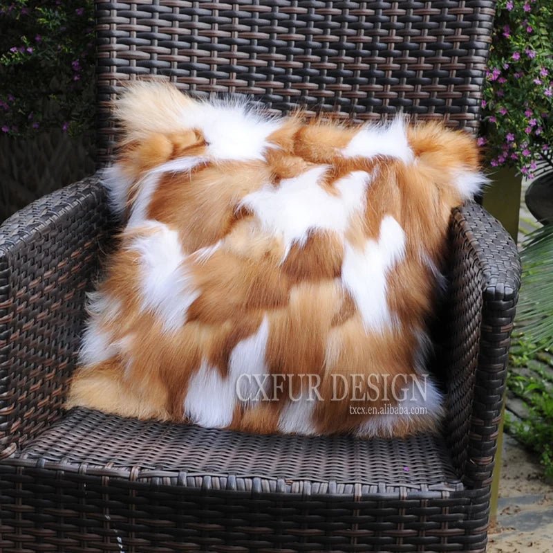 CX - D - 96B New Products Silver Fox Fur Red Fox Fur Sofa Cushion Cover - Julia M LifeStyles