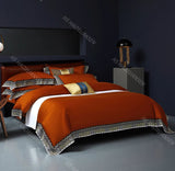 Delicate Sea Wave Orange 4-Piece Cotton Bedding Set - Julia M LifeStyles