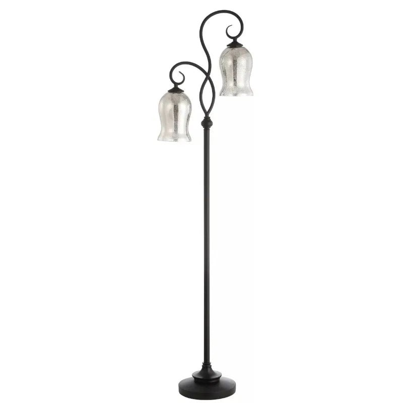 Double Curved Floral 63.5 in. H Floor Lamp, Black - Julia M LifeStyles