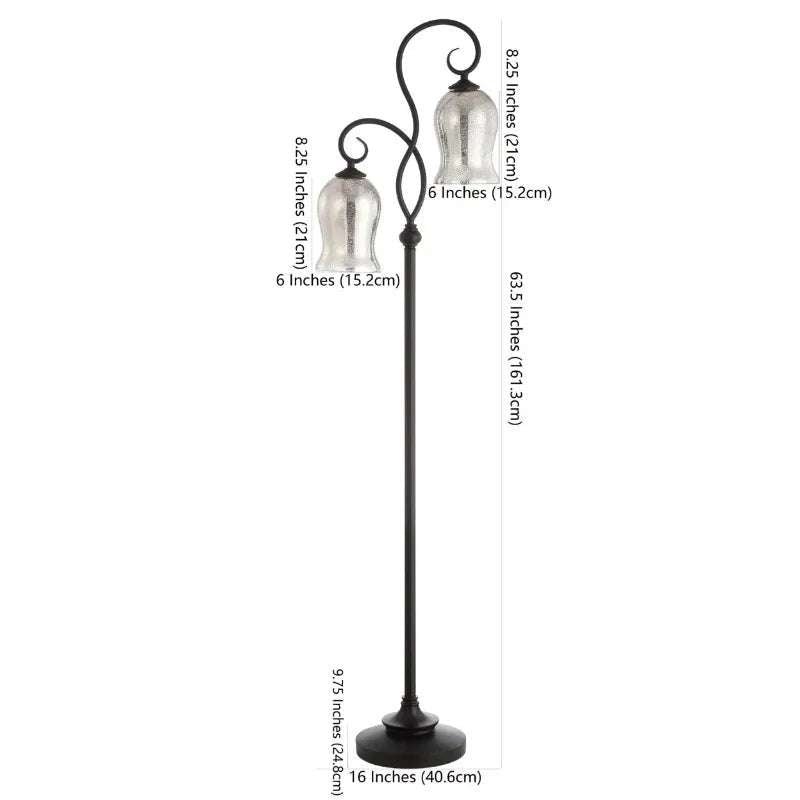 Double Curved Floral 63.5 in. H Floor Lamp, Black - Julia M LifeStyles