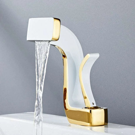 Eco-Friendly Gold and White Single Handle Faucet bathroom accessories Julia M Home & Kitchen   