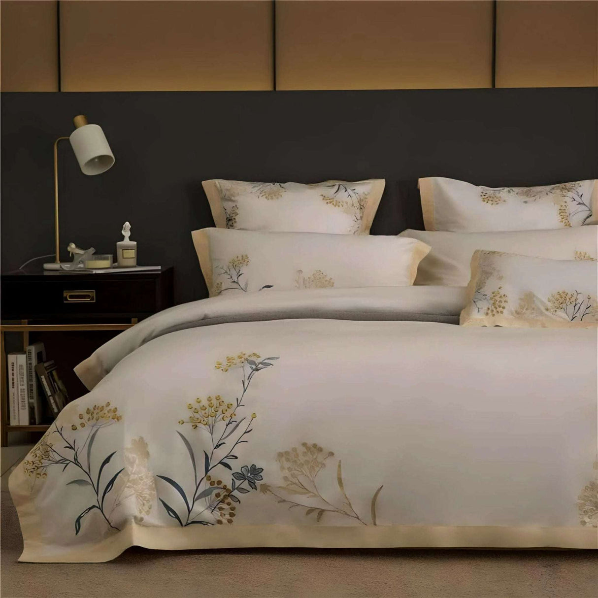 Elegance Collection: Luxurious Egyptian Cotton Embroidered Bedding Set - Julia M LifeStyles