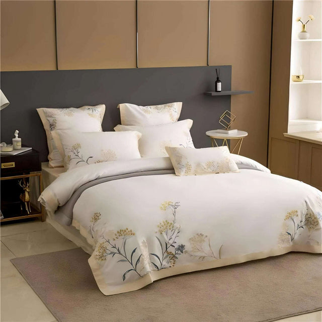 Elegance Collection: Luxurious Egyptian Cotton Embroidered Bedding Set - Julia M LifeStyles